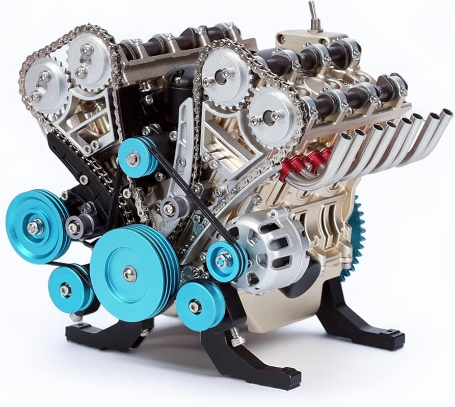 TECHING 500+PCS Metal V8 Engine DIY Assembly Kit for Educational STEM 