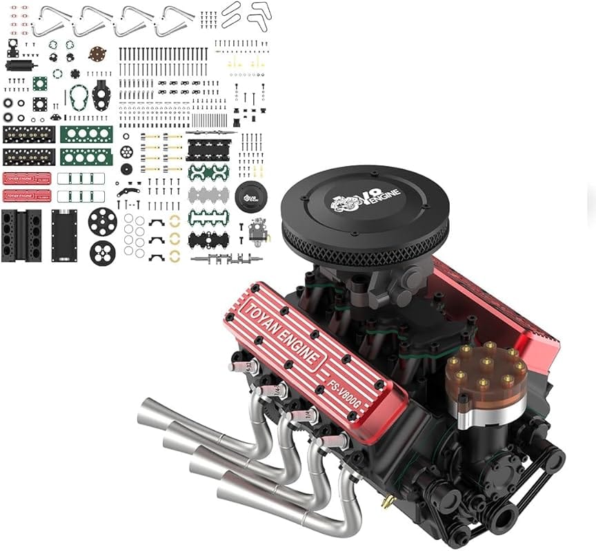FS-V800WGPC 1/10 Scale 28cc Water-Cooled OHV V8 Metal Engine Kit