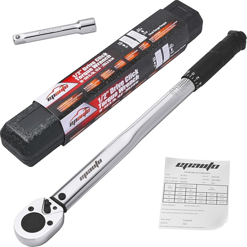 EPAuto 1/2-Inch Drive Click Torque Wrench, 10-150 ft/lb, 13.6-203.5 Nm