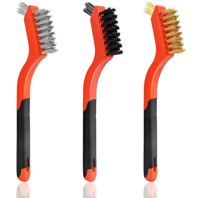 3pcs Upgrade Wire Brushes for Rust, Paint & Stain – Brass/Stainless/Ny