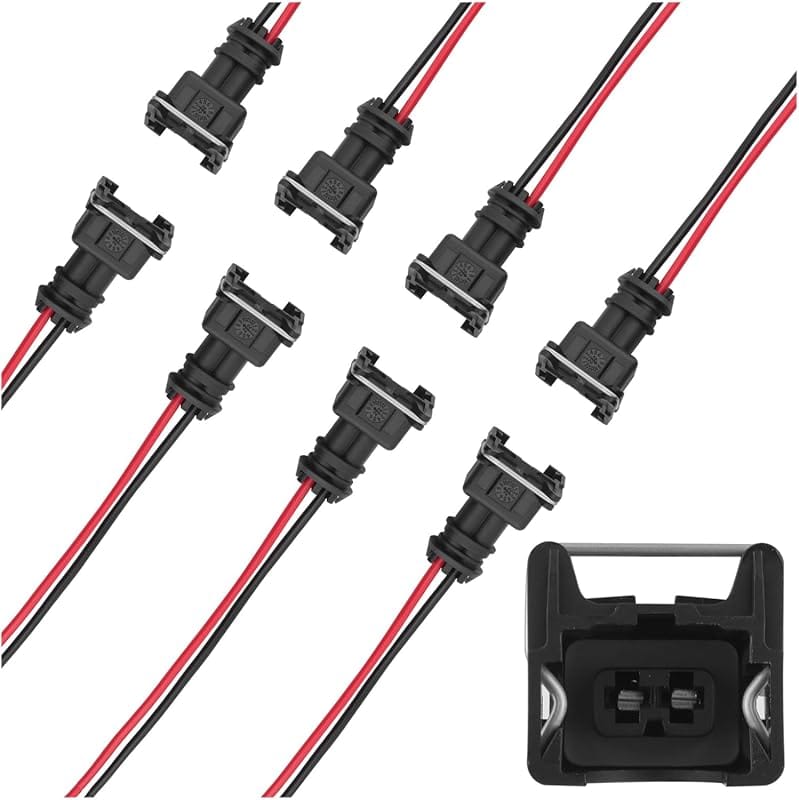 8PCS Universal Waterproof Fuel Injector Wiring Harness Compatible with