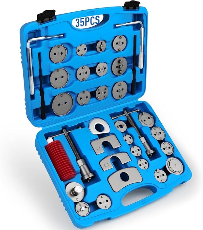 DISEN 35PCS Heavy Duty Disc Brake Caliper Tool Kit with 24 Adapters fo